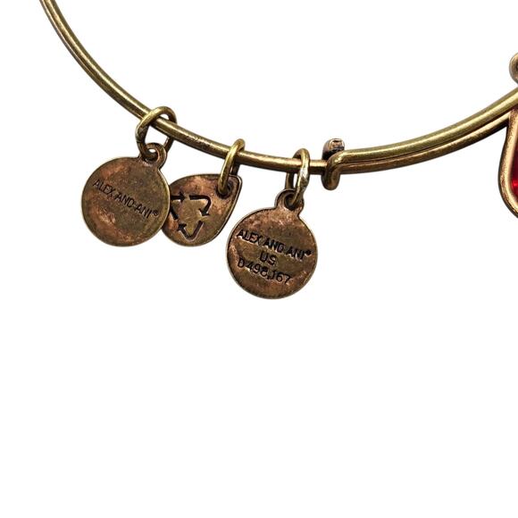 SET OF 2 ALEX and ANI RED BANGLE BRACELET RUBY GARNET JULY JANUARY BIRTHSTONE - Picture 4 of 5